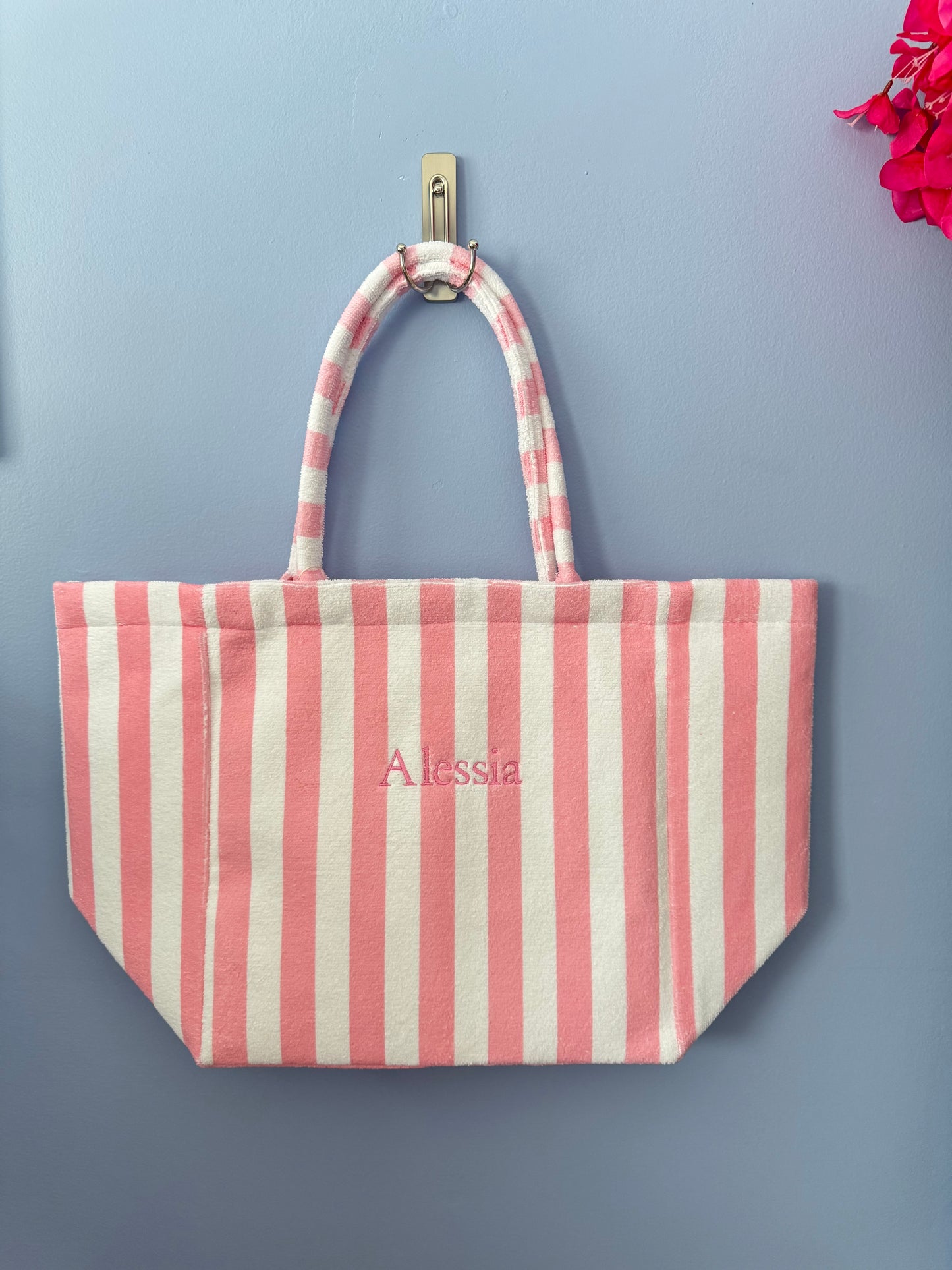 Fleece Terry Striped Tote