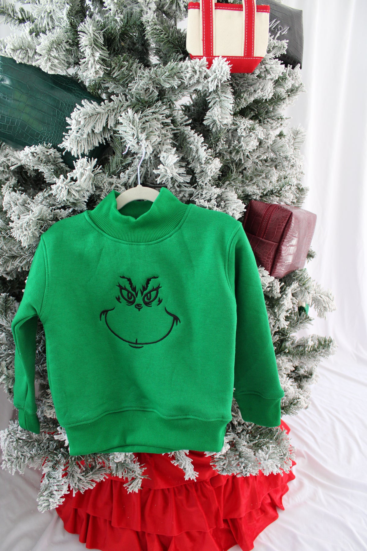 THE GRINCH Embroidered KIDS MOCK NECK SWEATSHIRT