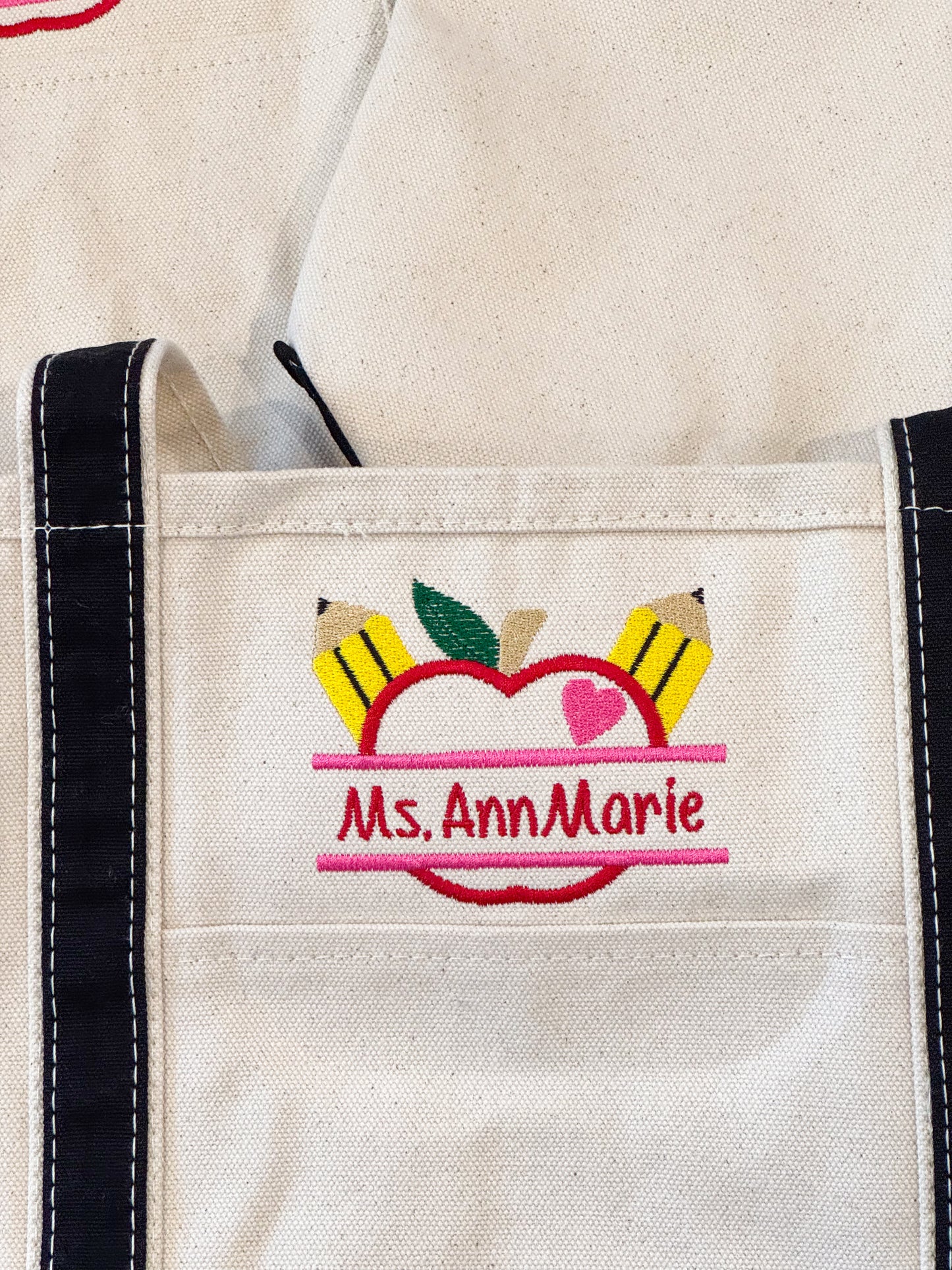 Teacher with Apple Canvas Tote Bag (LARGE)