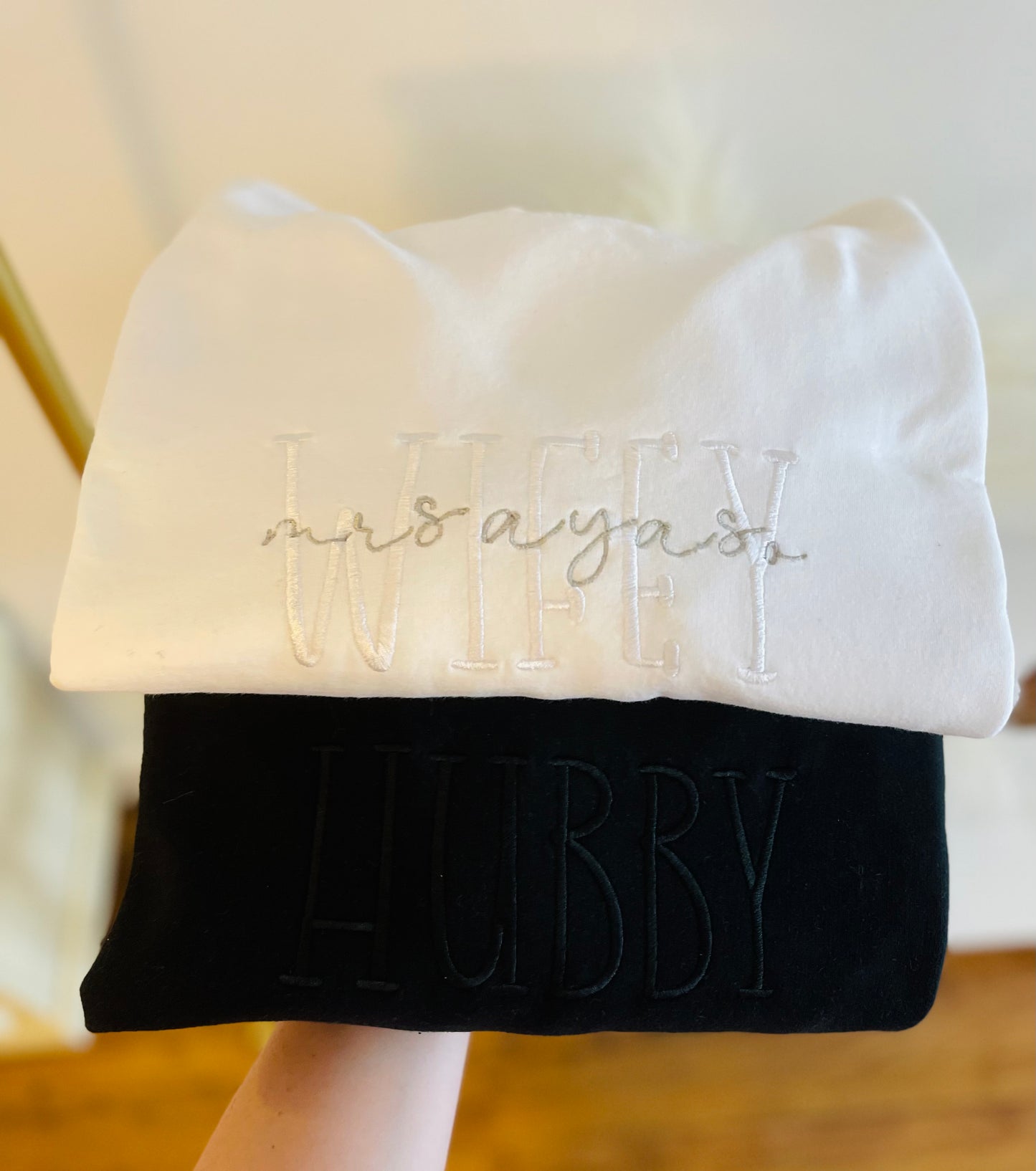 WIFEY & HUBBY DUO Embroidered Sweatshirt