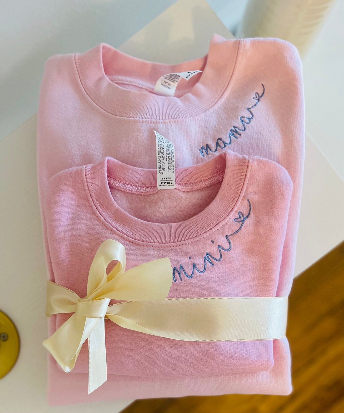 Mama & Mini (SCRIPT LETTERING) Embroidered Sweatshirt
