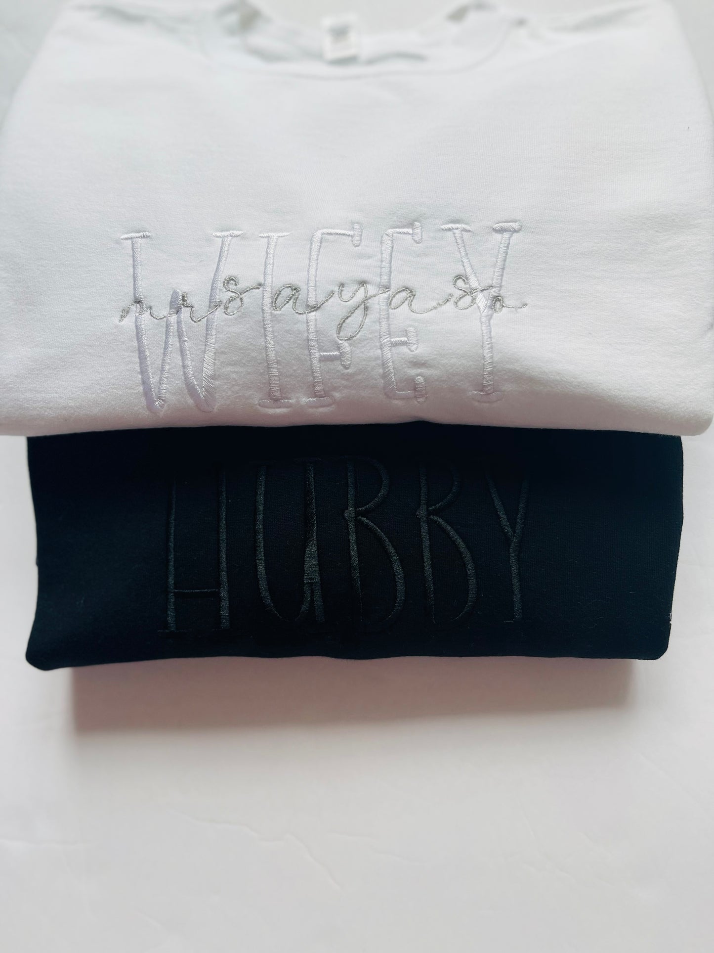 WIFEY & HUBBY DUO Embroidered Sweatshirt