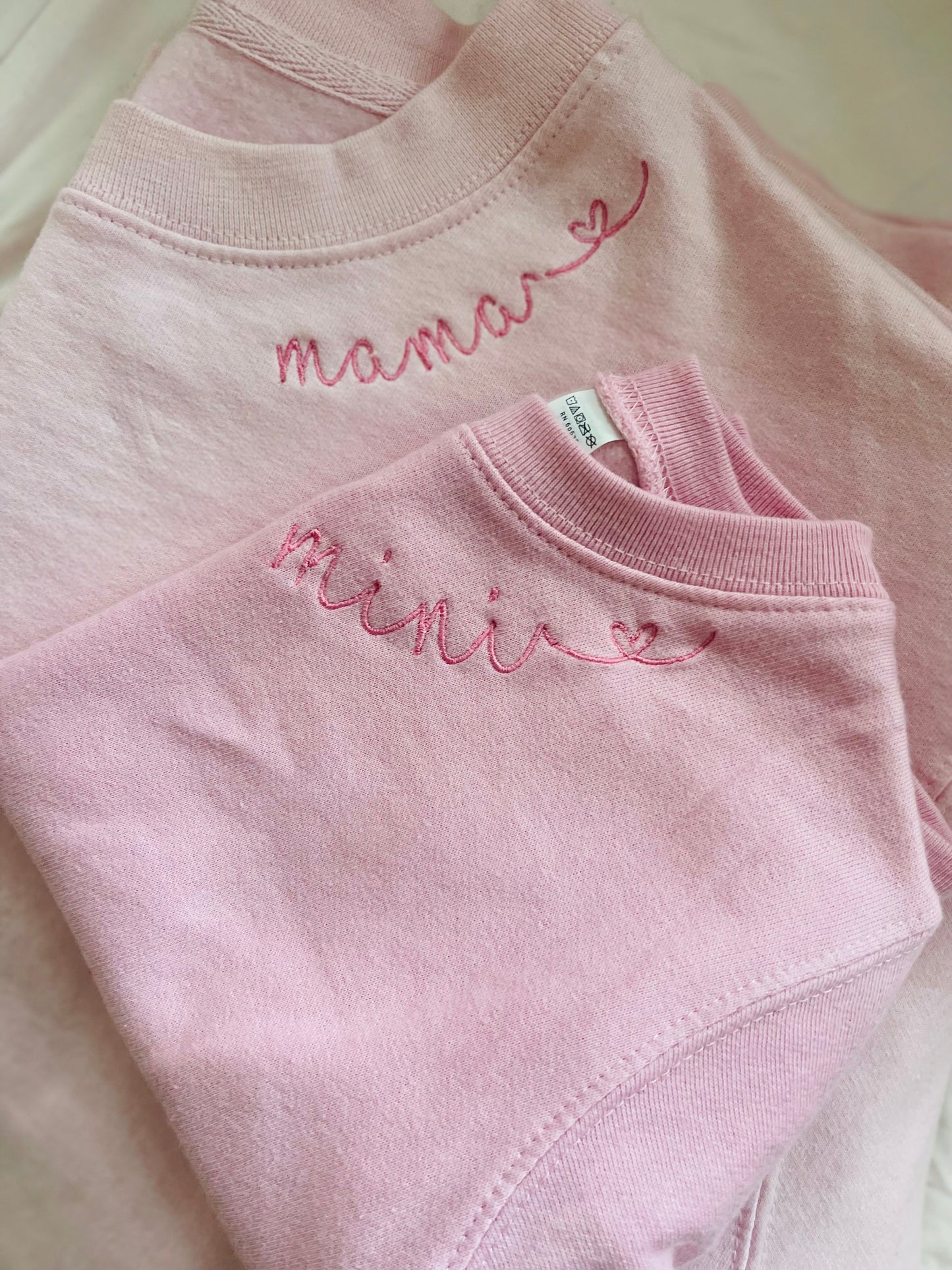 Mama & Mini (SCRIPT LETTERING) Embroidered Sweatshirt