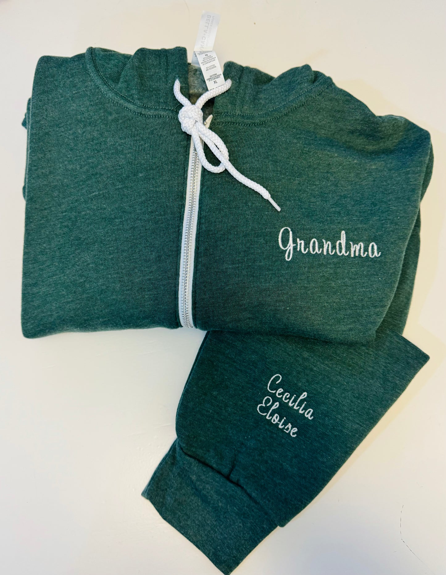CUSTOM Mom/Aunt/Grandma Embroidered Sweatshirt (script font alongside collar)