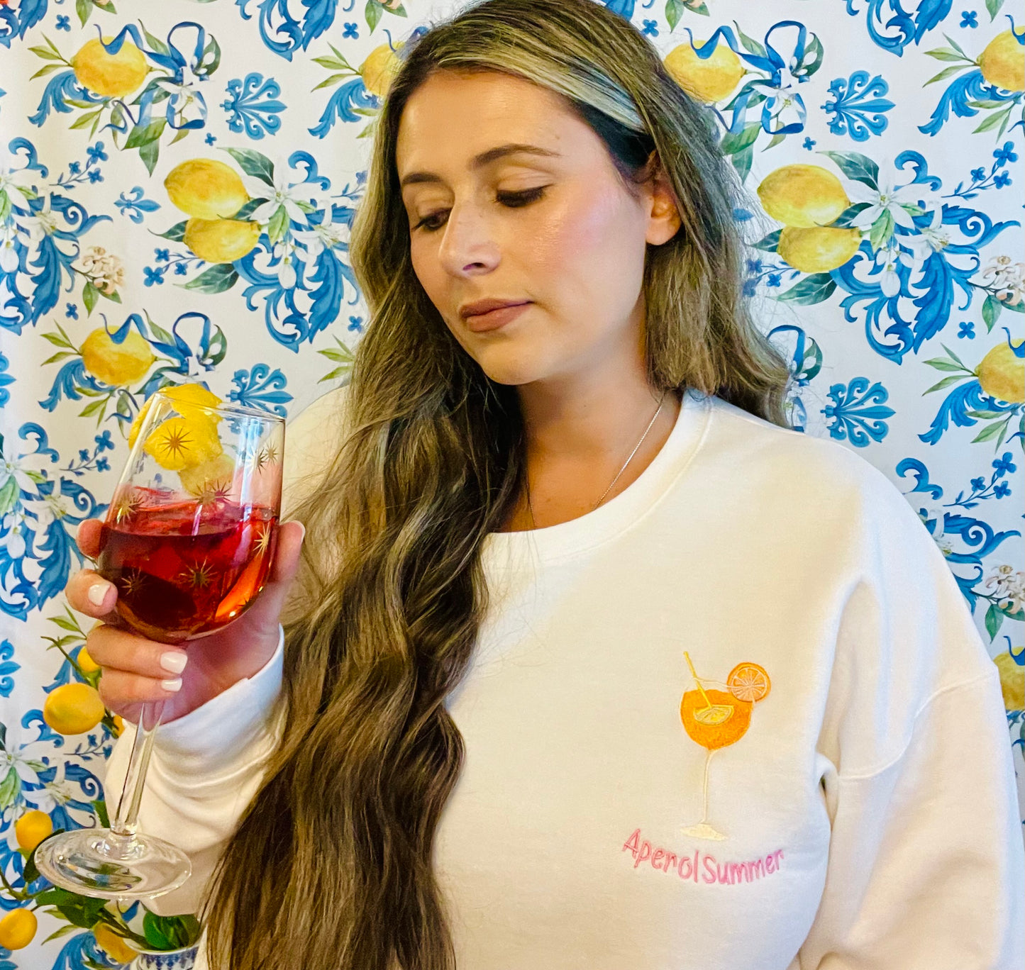 Aperol Summer Embroidered Sweatshirt