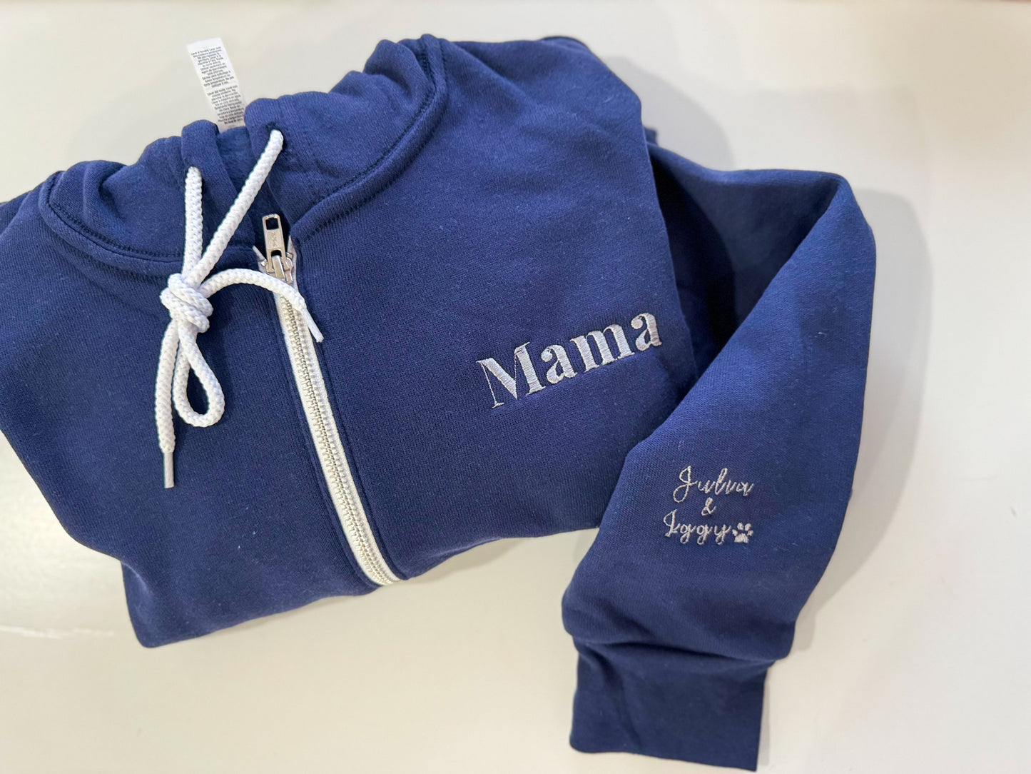 CUSTOM Mom/Aunt/Grandma Embroidered Sweatshirt (script font alongside collar)