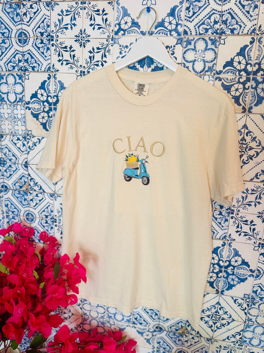 CIAO with Vespa Embroidered ADULT SWEATSHIRT/T-SHIRT
