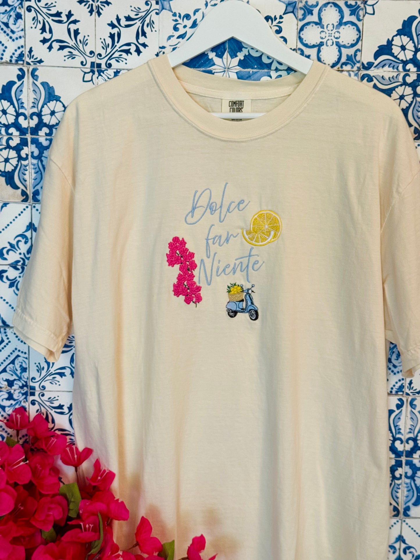 Dolce Far Niente Embroidered ADULT SWEATSHIRT/T-SHIRT