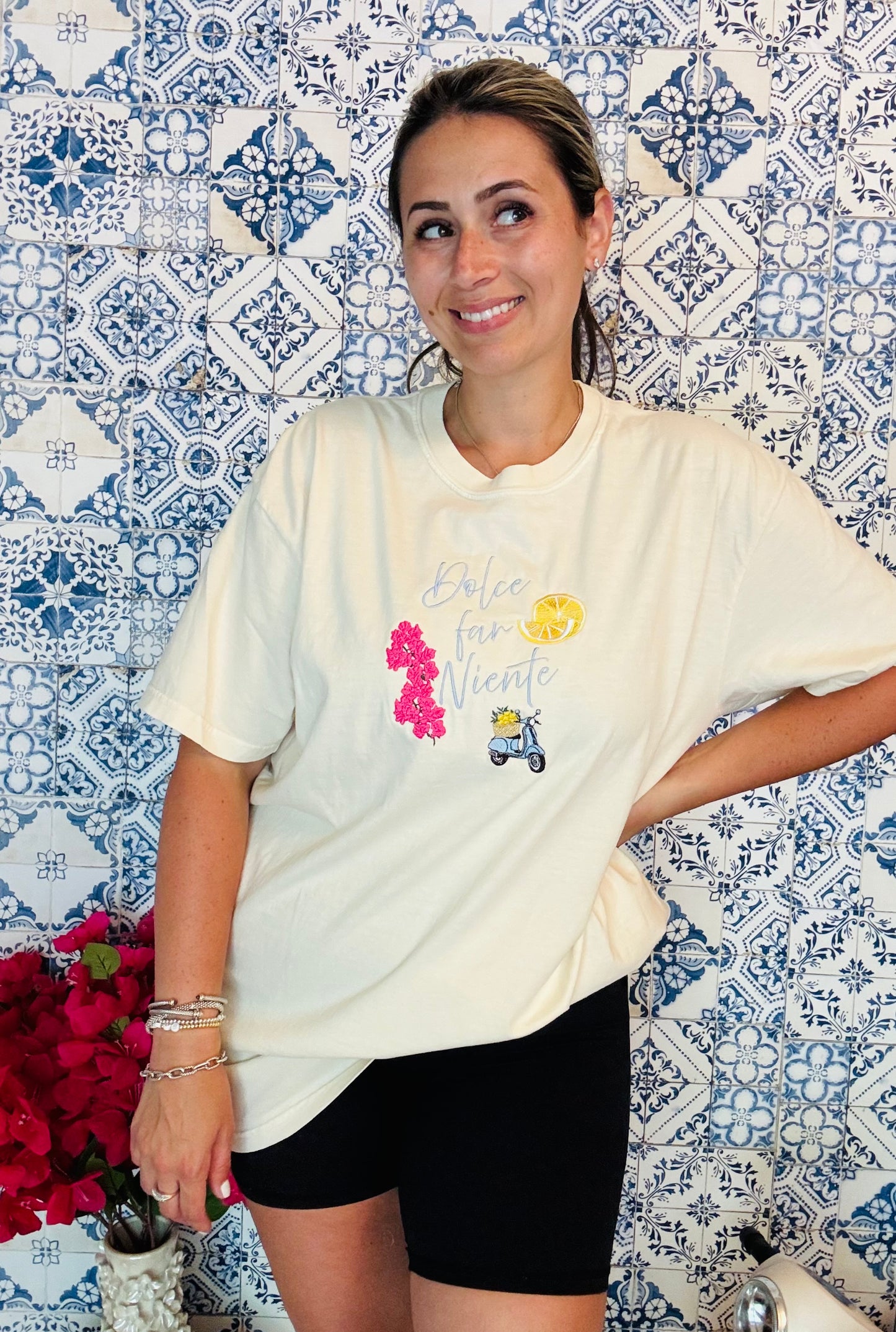 Dolce Far Niente Embroidered ADULT SWEATSHIRT/T-SHIRT