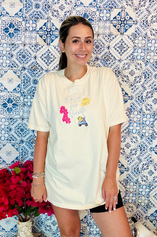 Dolce Far Niente Embroidered ADULT SWEATSHIRT/T-SHIRT