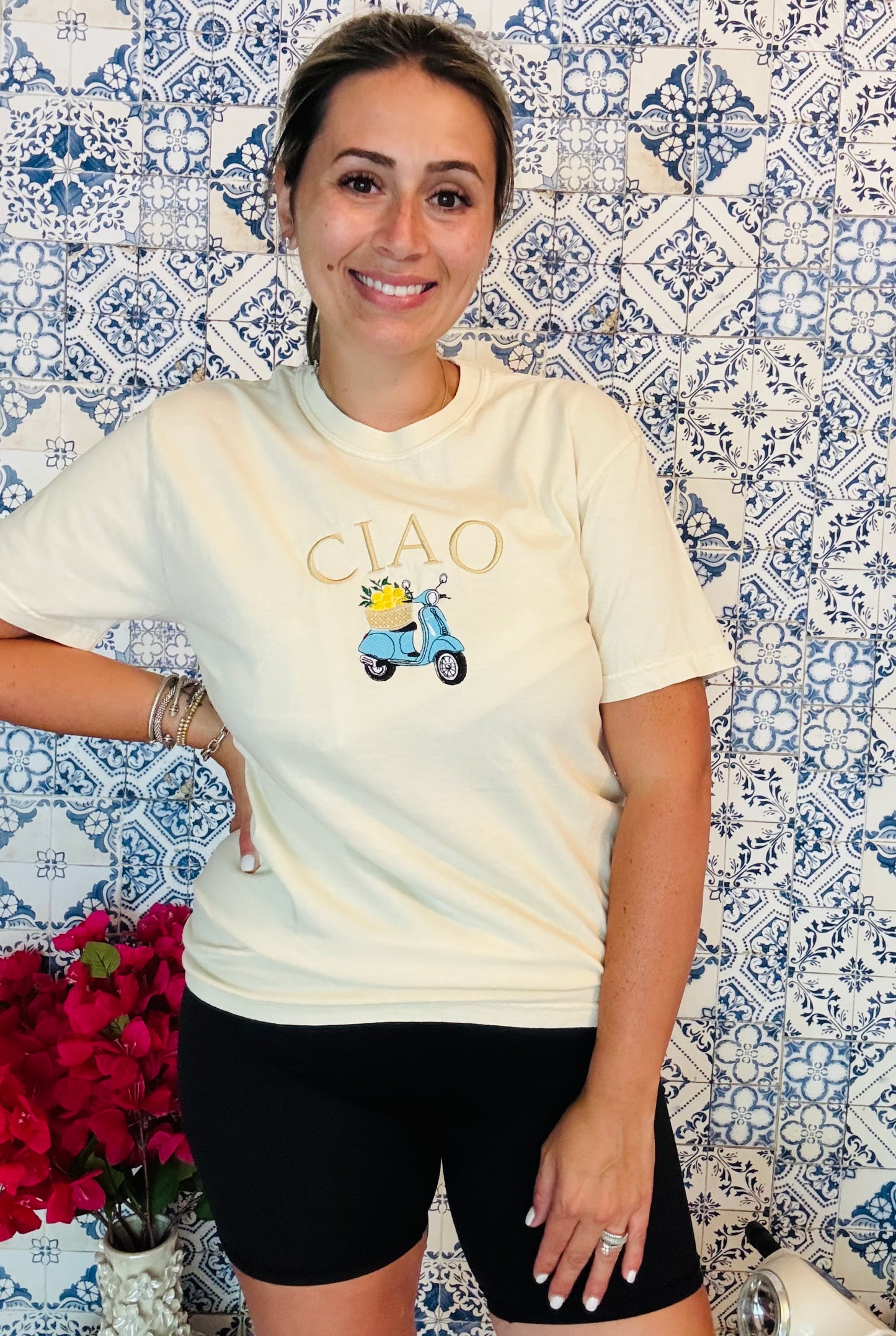 CIAO with Vespa Embroidered ADULT SWEATSHIRT/T-SHIRT
