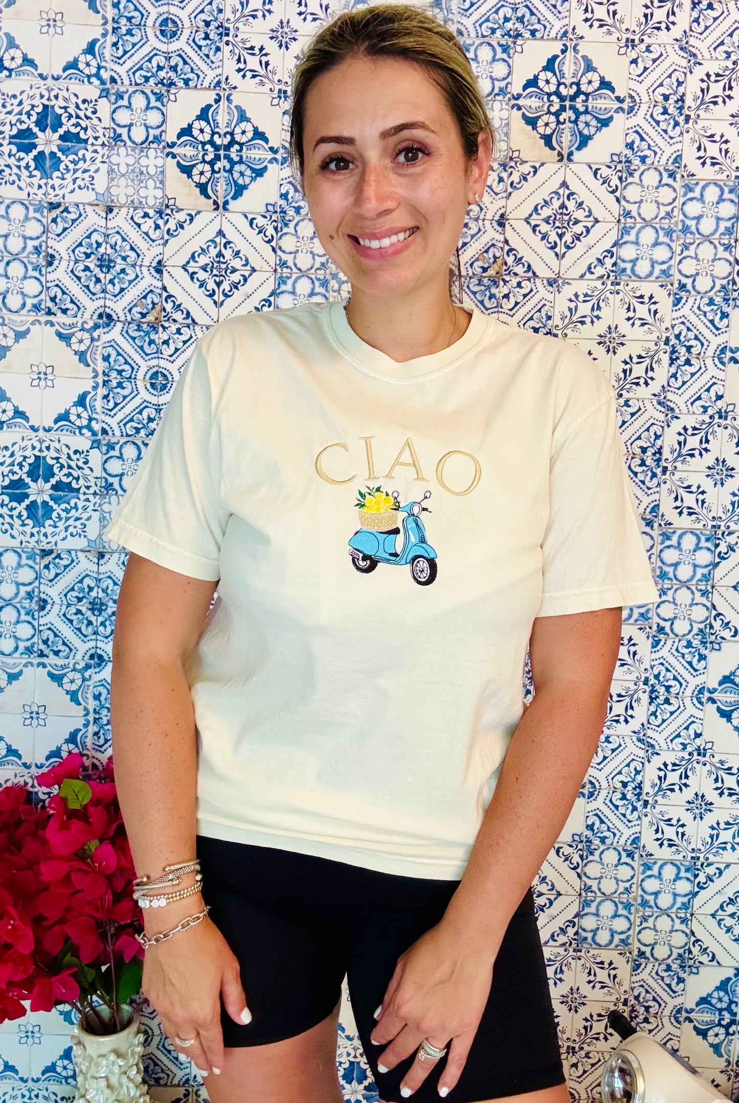 CIAO with Vespa Embroidered ADULT SWEATSHIRT/T-SHIRT