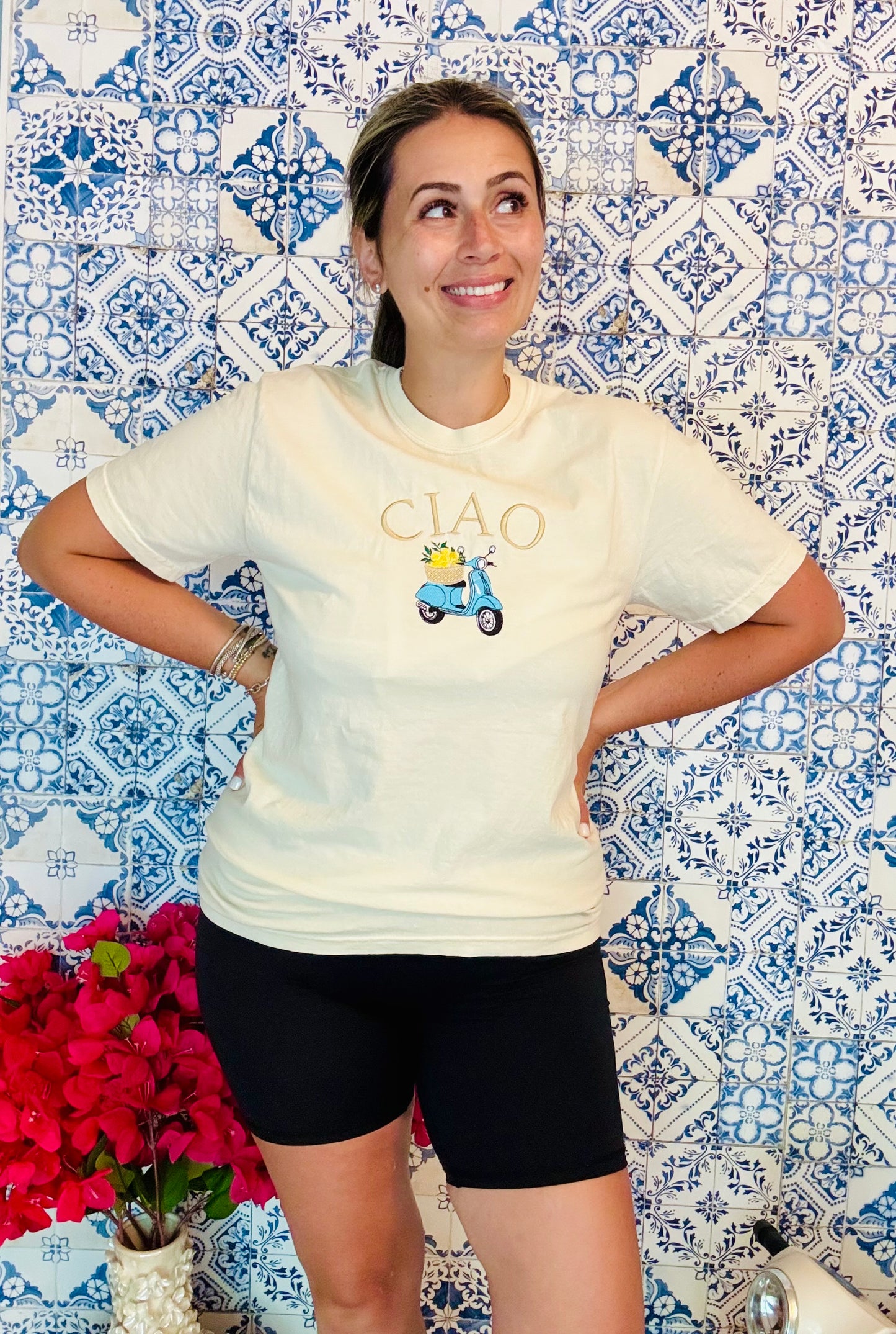 CIAO with Vespa Embroidered ADULT SWEATSHIRT/T-SHIRT