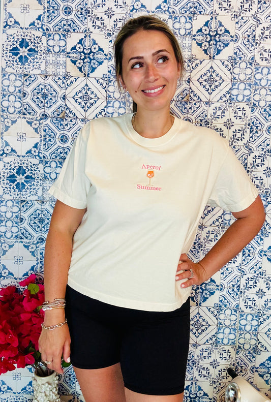 Aperol Summer Embroidered ADULT SWEATSHIRT/T-SHIRT