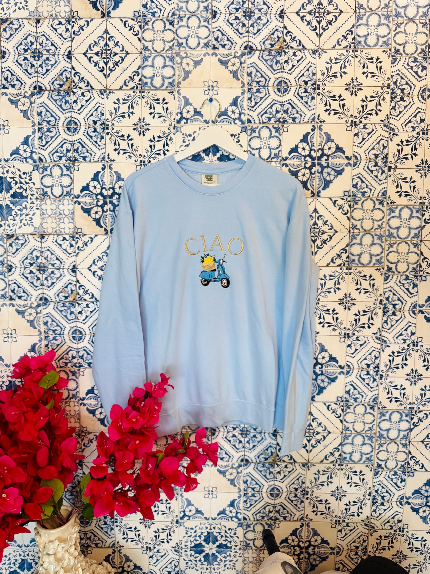 CIAO with Vespa Embroidered ADULT SWEATSHIRT/T-SHIRT
