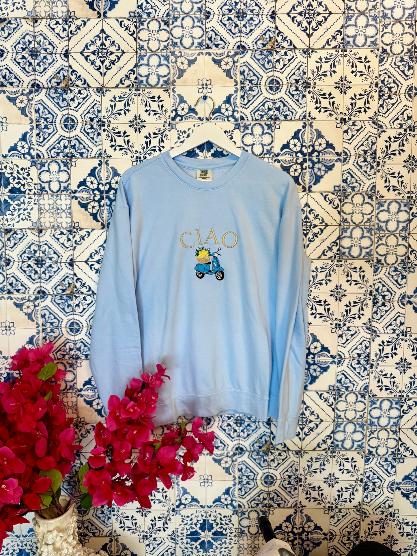 CIAO with Vespa Embroidered ADULT SWEATSHIRT/T-SHIRT