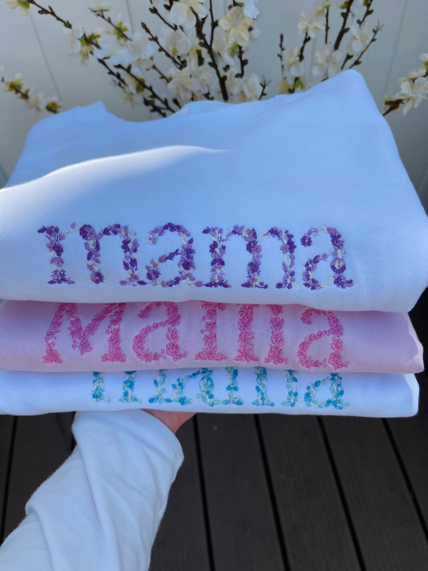 Custom Floral Embroidered Sweatshirt