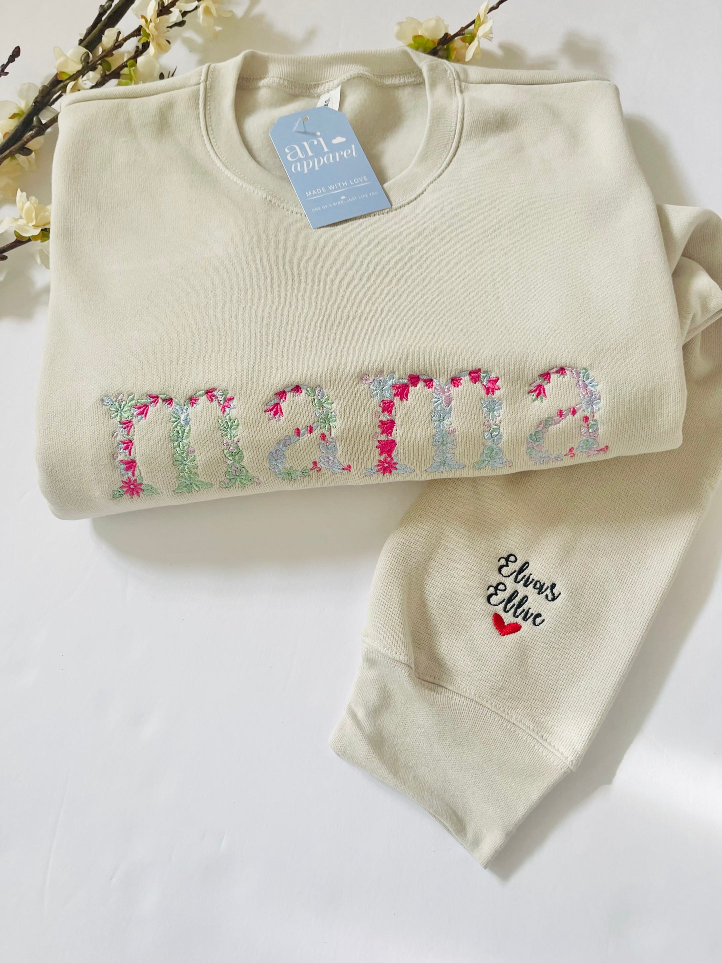 Custom Floral Embroidered Sweatshirt