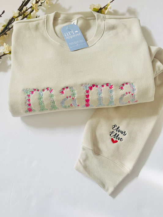 Custom Floral Embroidered Sweatshirt