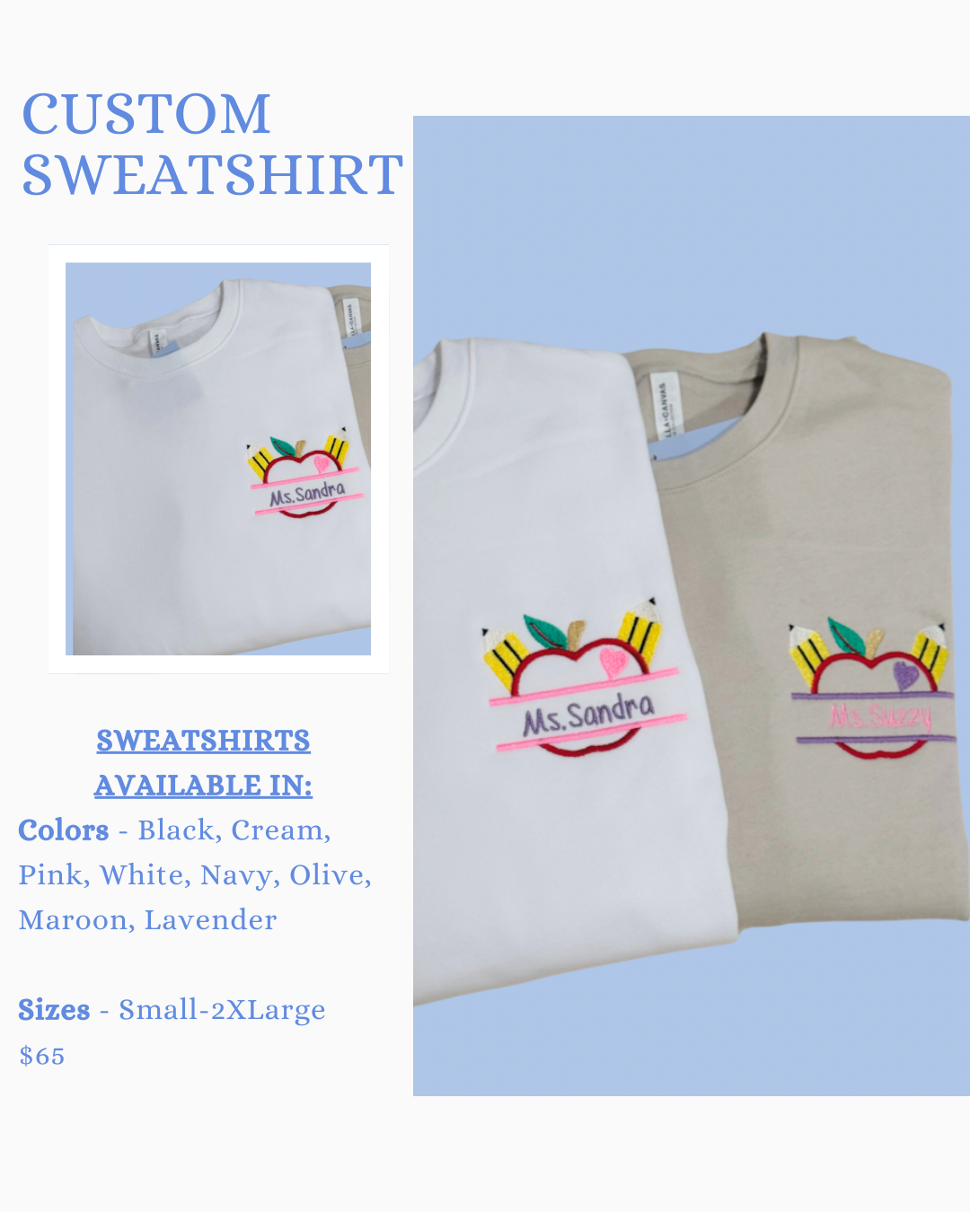 Custom Teacher Name with Apple Sweatshirt