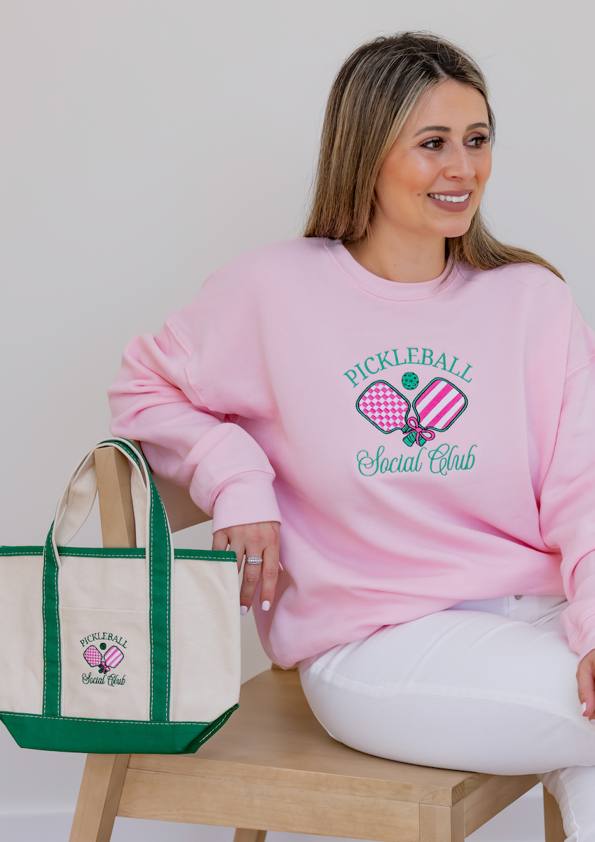 Pink Pickelball Embroidered Sweatshirt