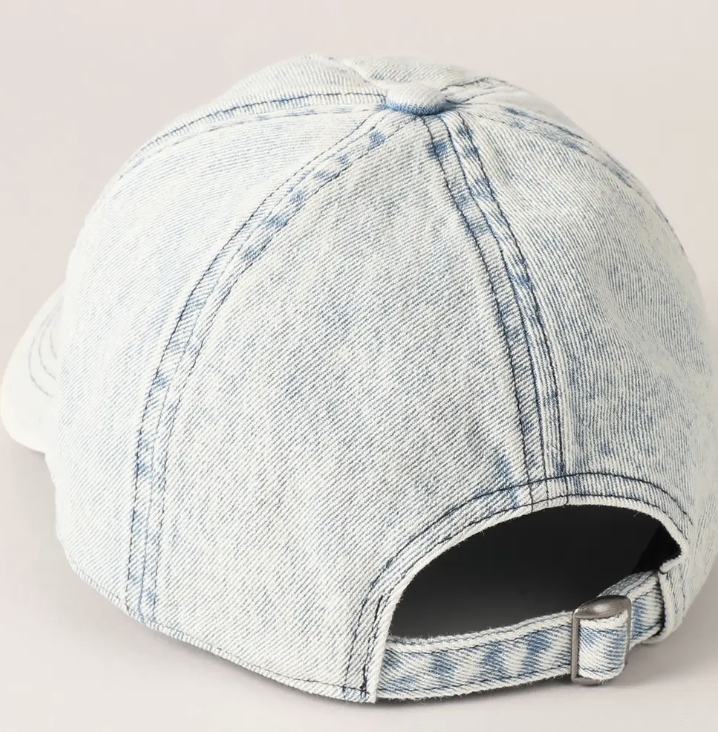 Embossed American Flag Denim Baseball Cap