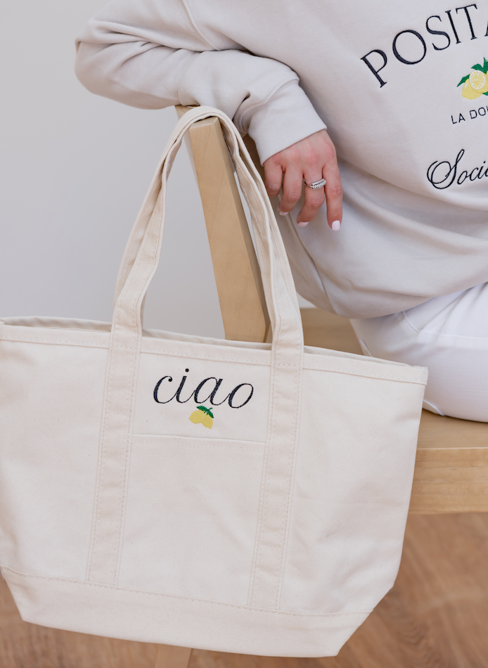 Ciao with lemon Canvas Tote Bag