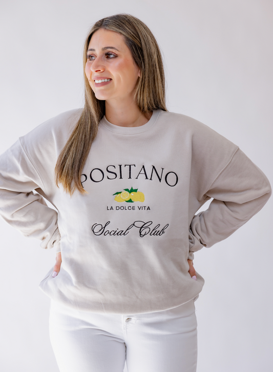 Positano Social Club Embroidered ADULT SWEATSHIRT