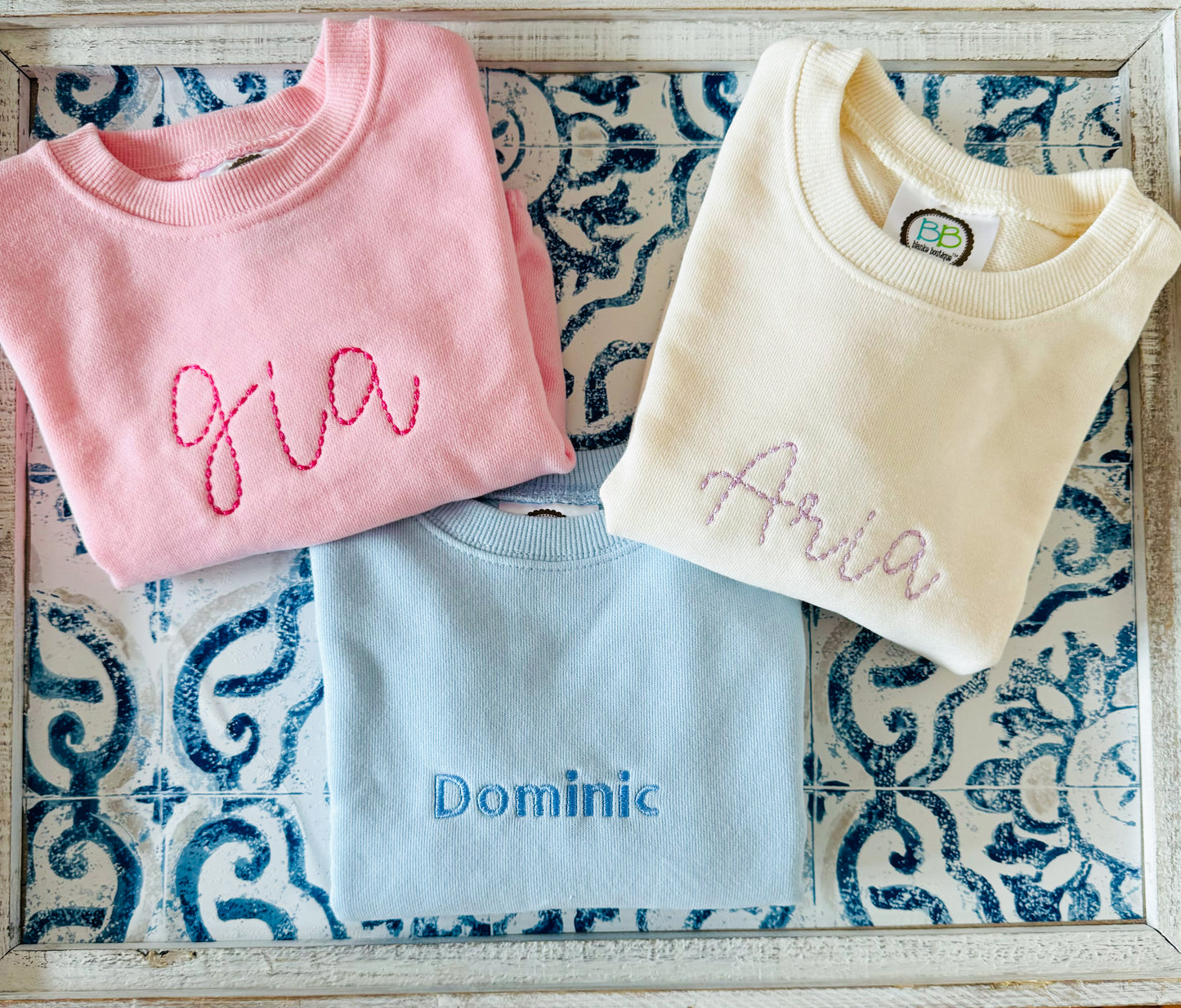 CUSTOM NAME Infant/Toddler Sweatshirt Onesie Embroidered