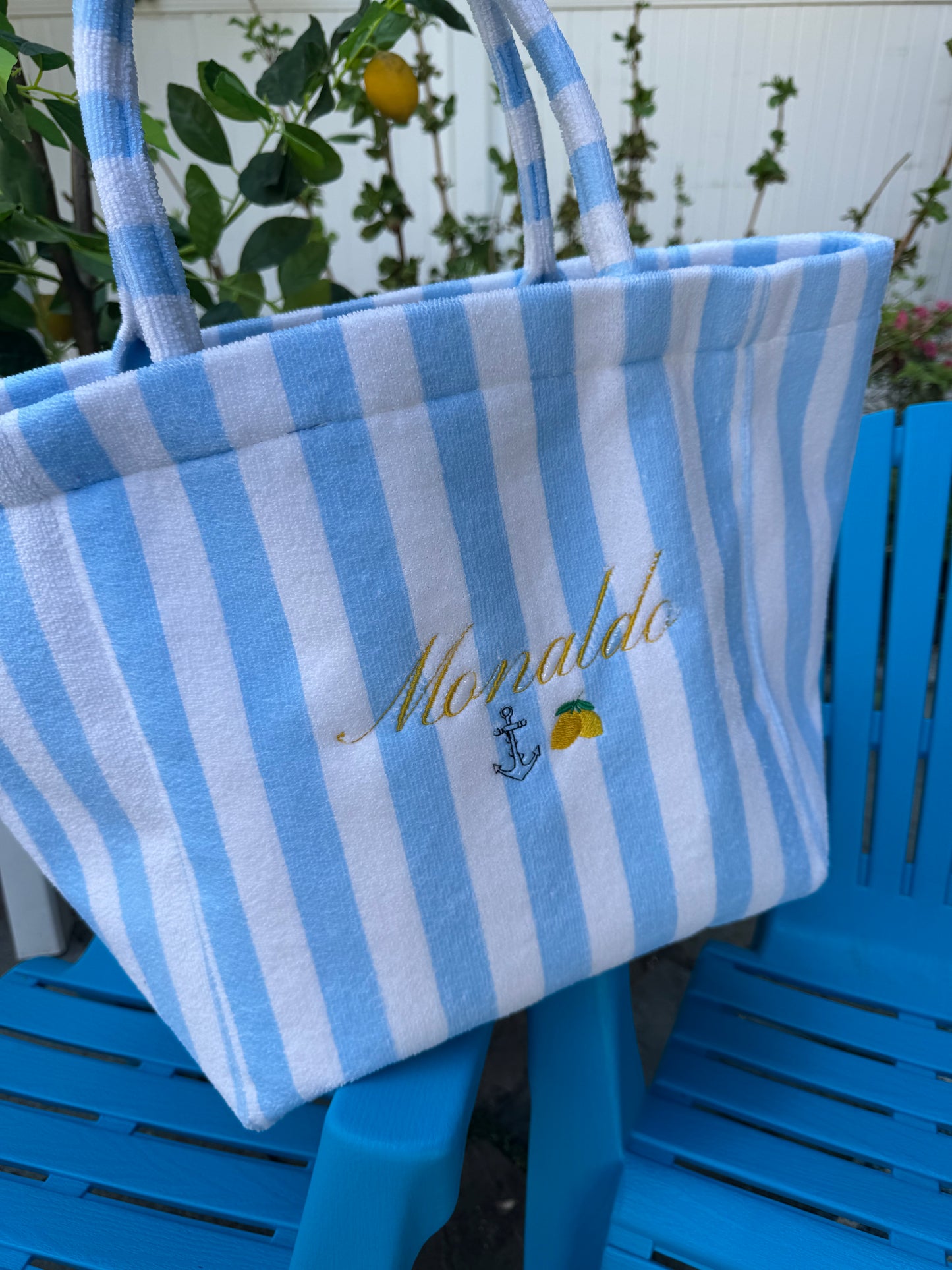 Fleece Terry Striped Tote