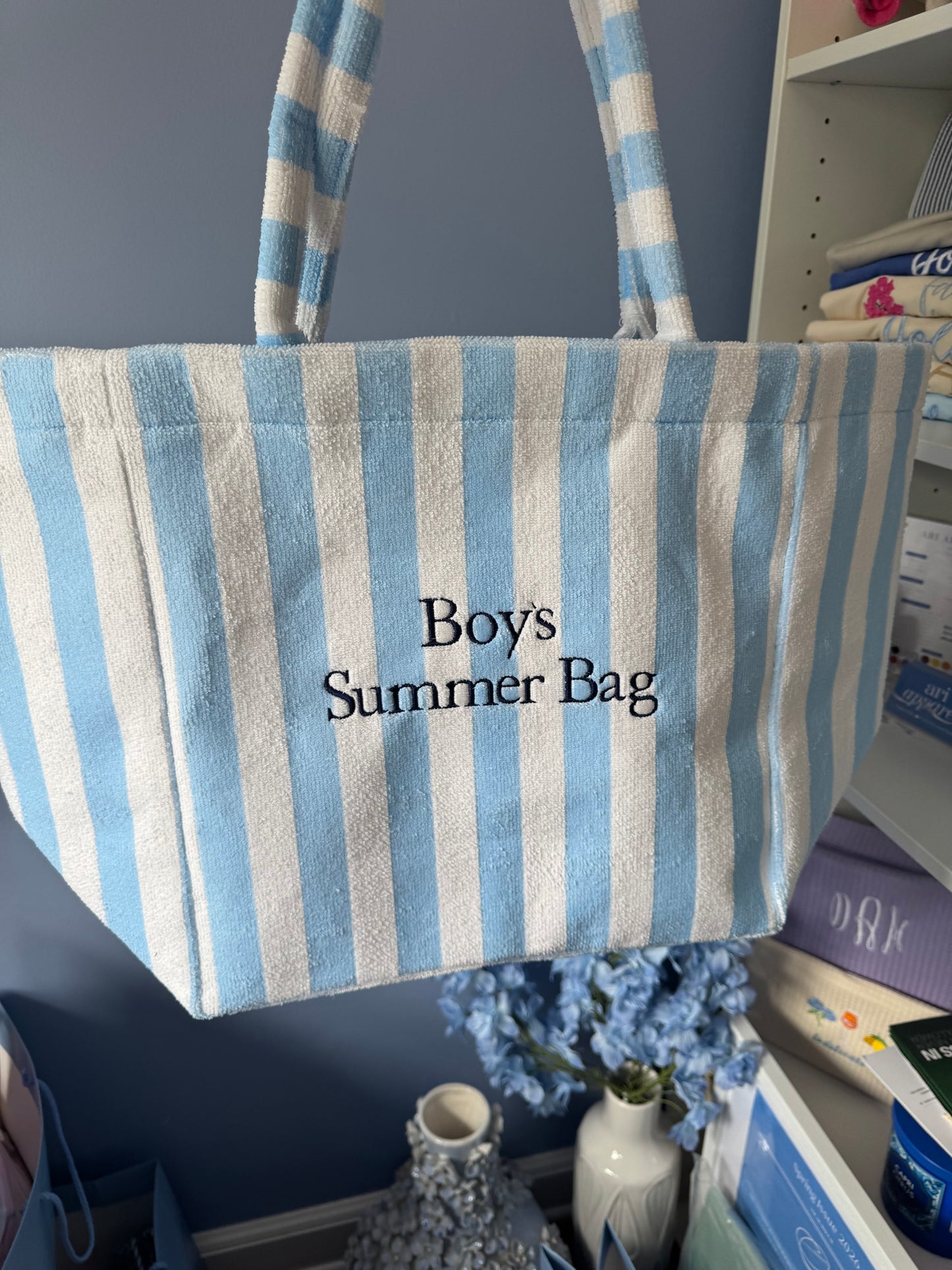 Fleece Terry Striped Tote