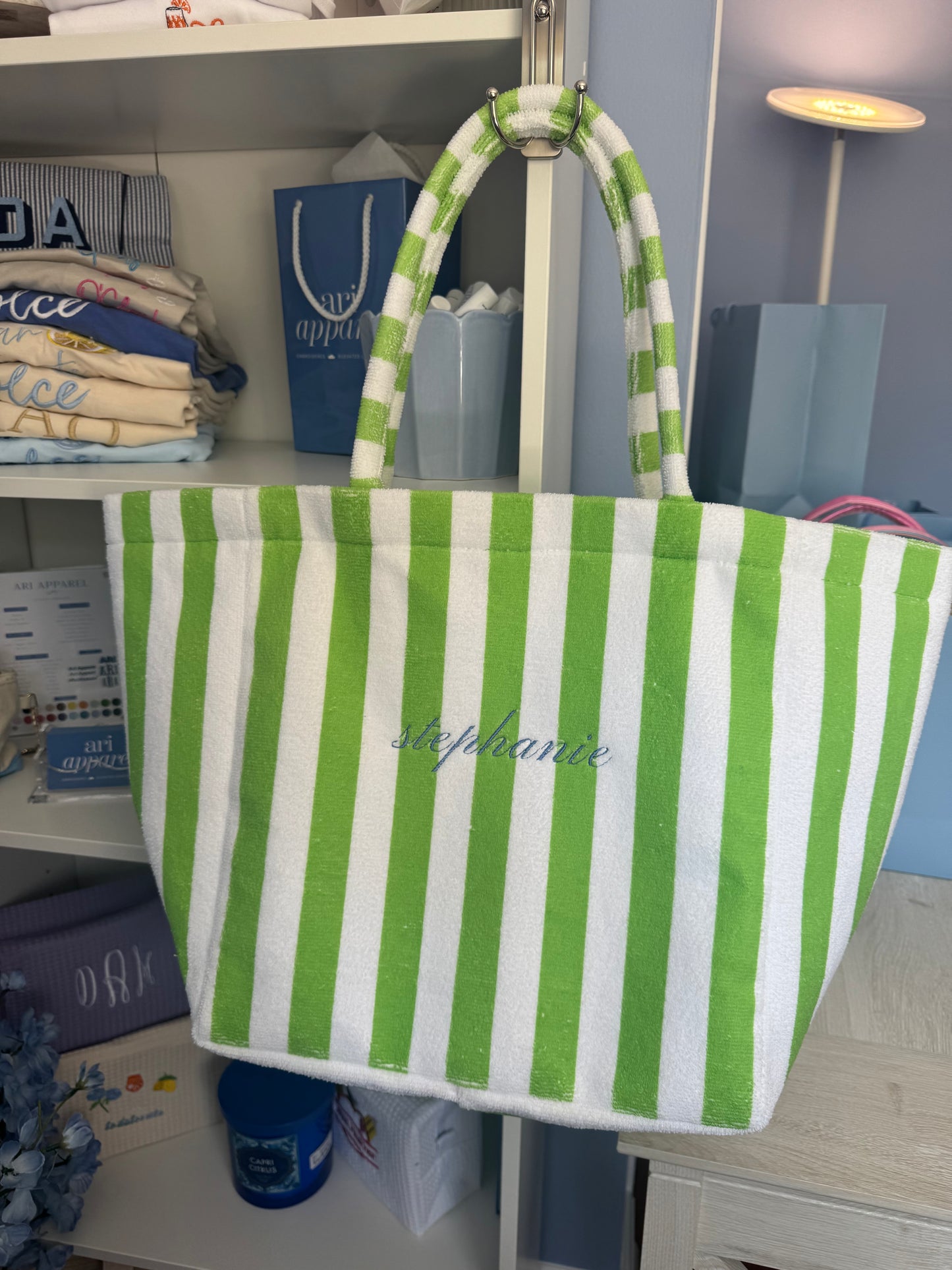 Fleece Terry Striped Tote