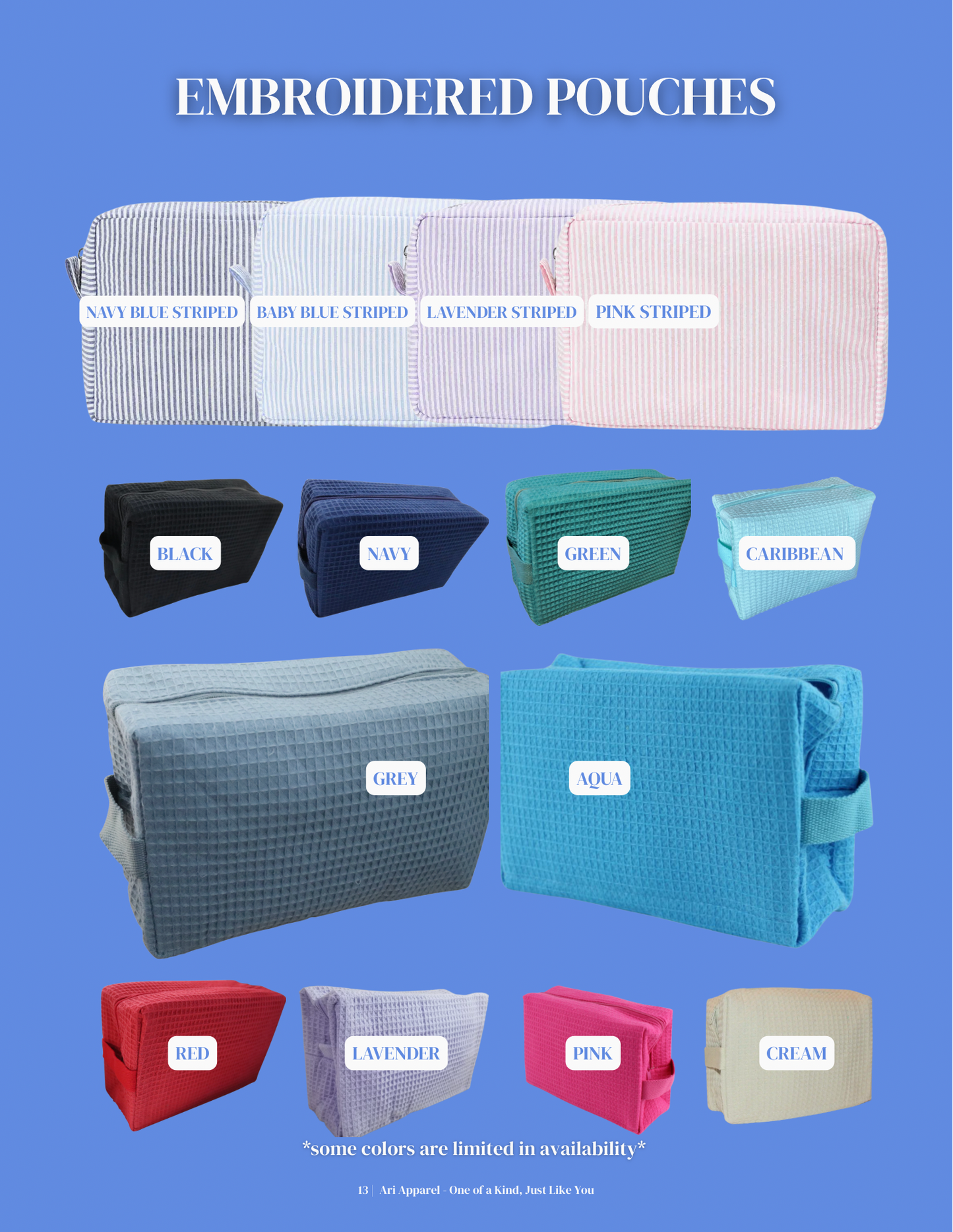 Custom Waffle Travel/Toiletry/Makeup Pouches