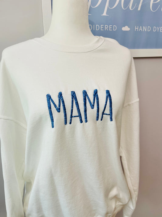 Bold Multi-Colored Letter - Mama Crewneck *old style sweatshirt - White