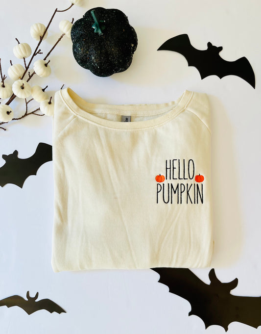 Hello Pumpkin Embroidered Sweatshirt