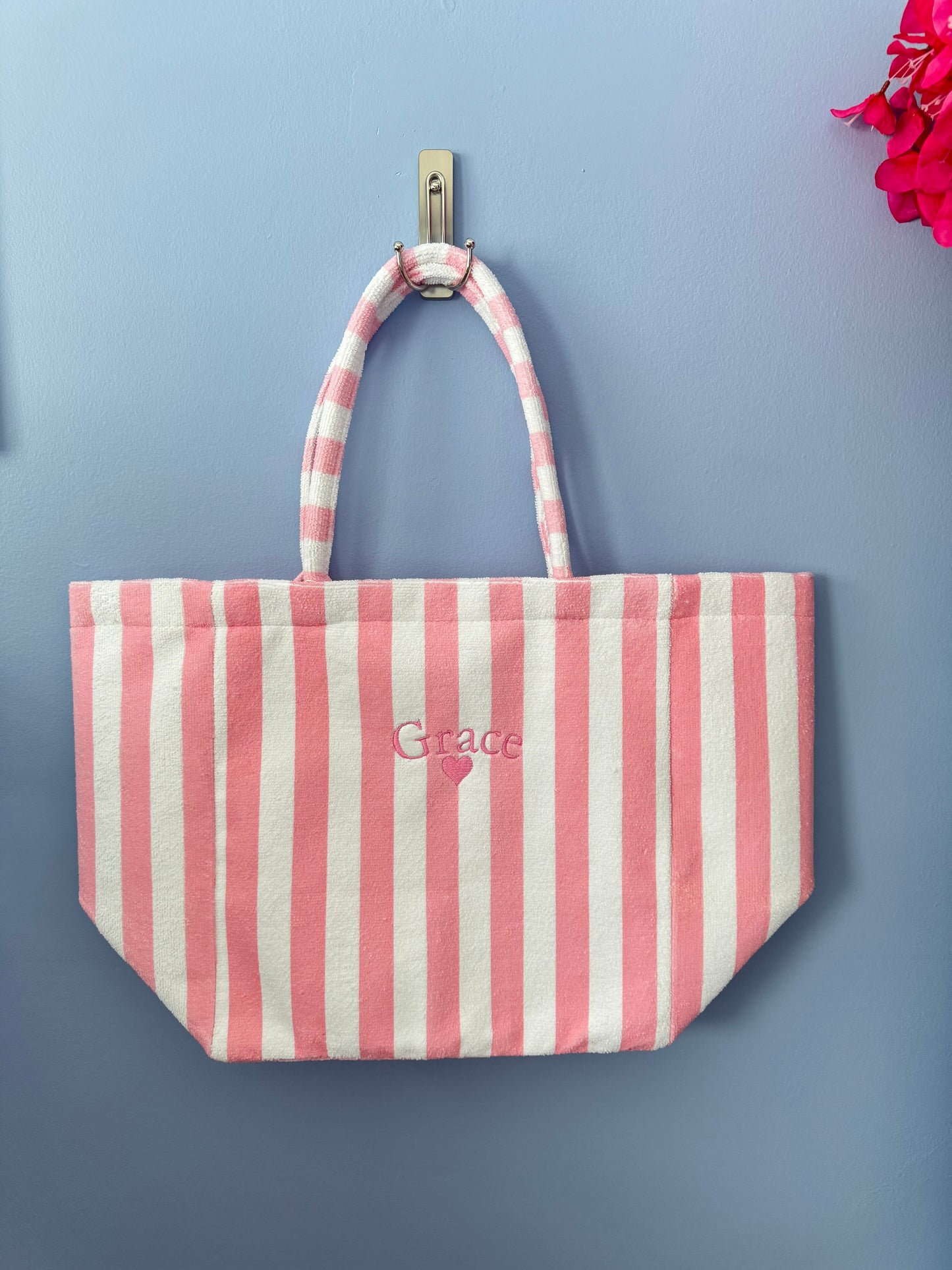 Fleece Terry Striped Tote