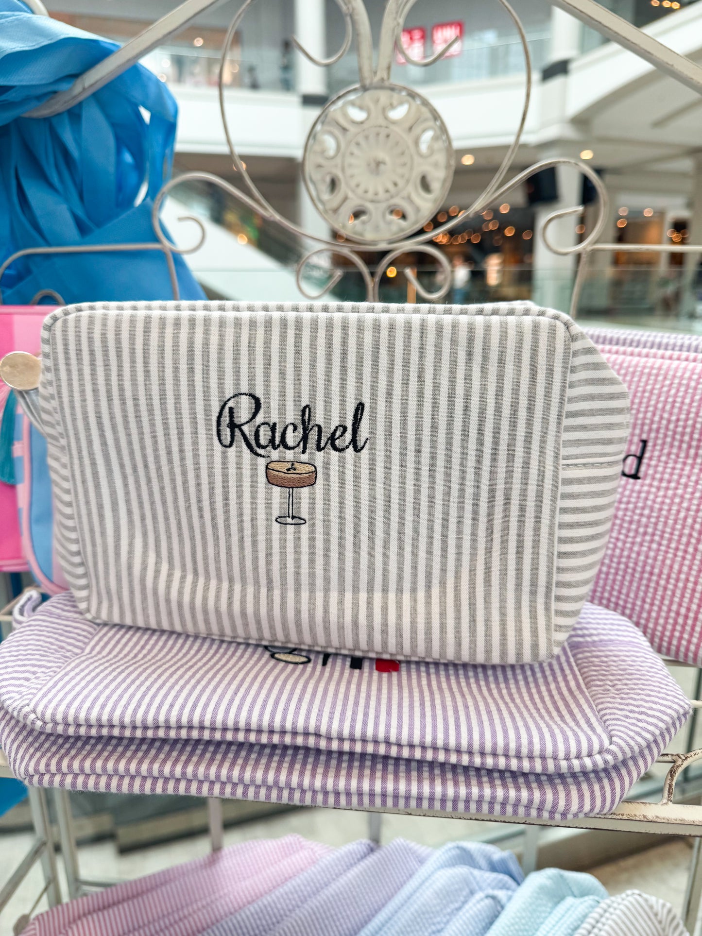 Seersucker Striped Pouches