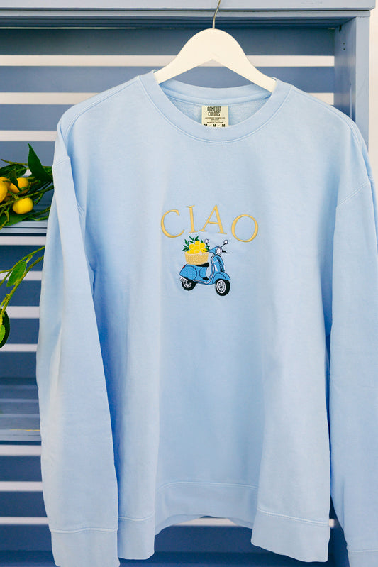 CIAO with Vespa Embroidered ADULT SWEATSHIRT/T-SHIRT