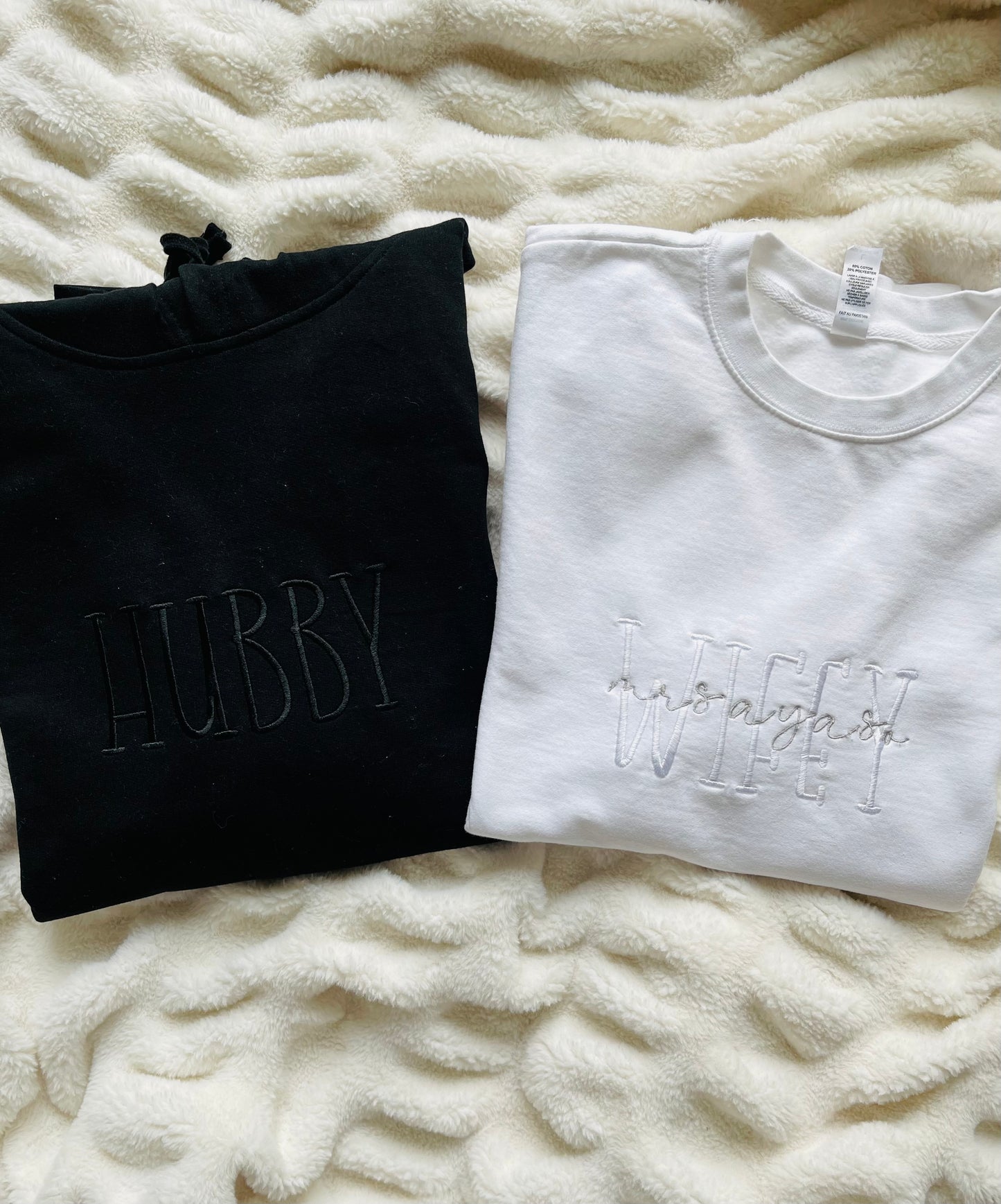 WIFEY & HUBBY DUO Embroidered Sweatshirt