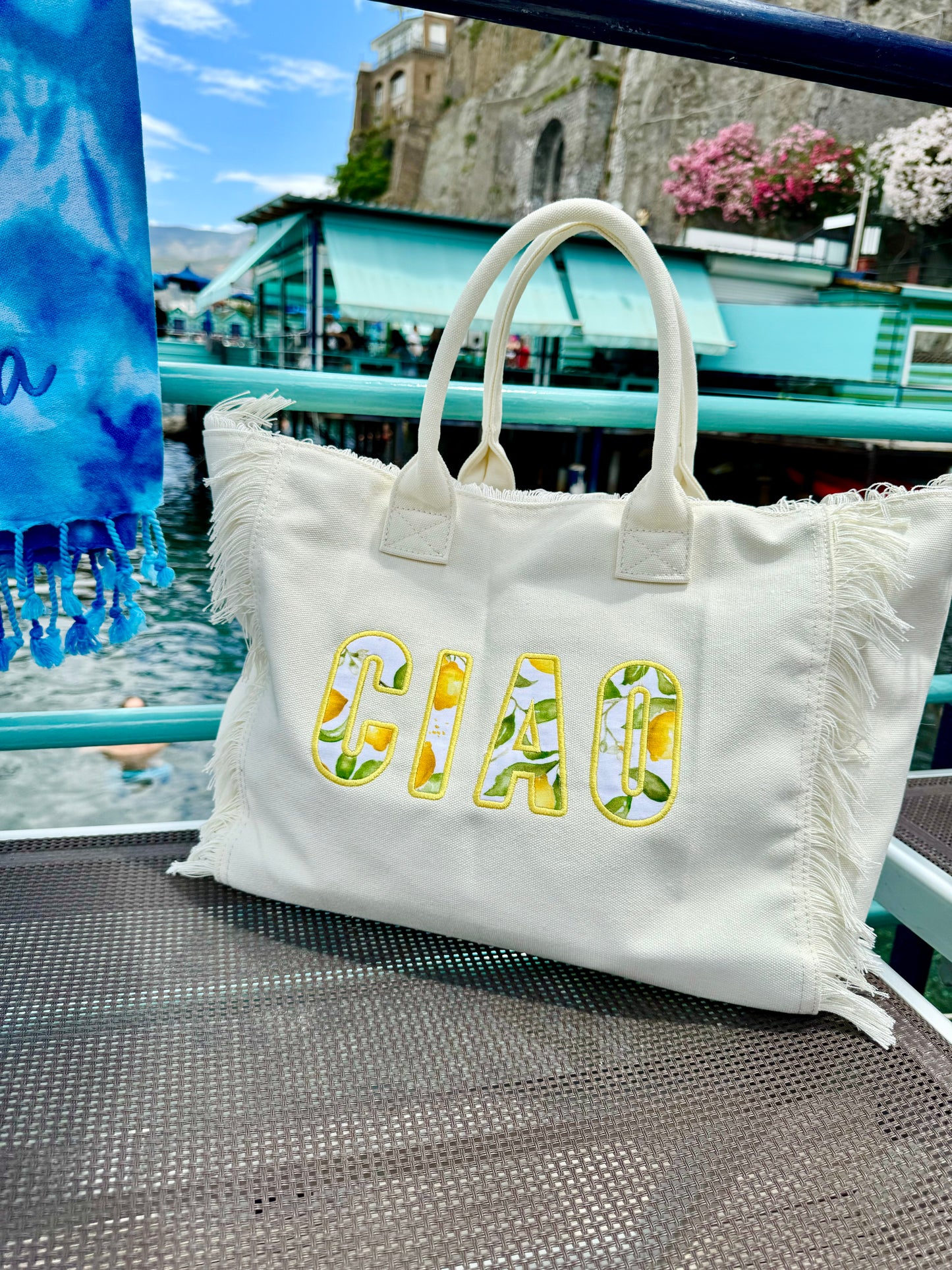 CIAO Applique LEMON Embroidered TOTE BAG