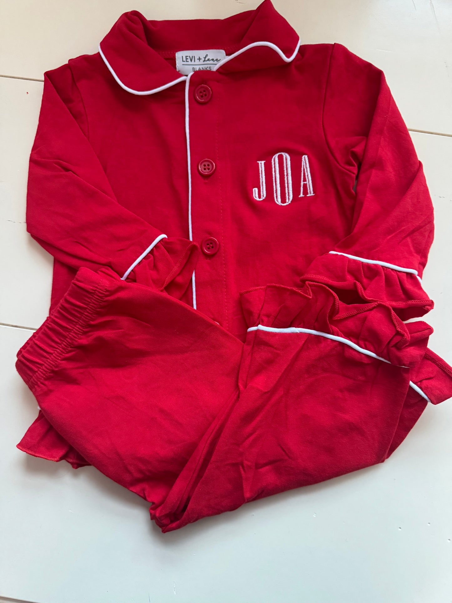 Holiday PJs Toddler RED RUFFLE SOLID