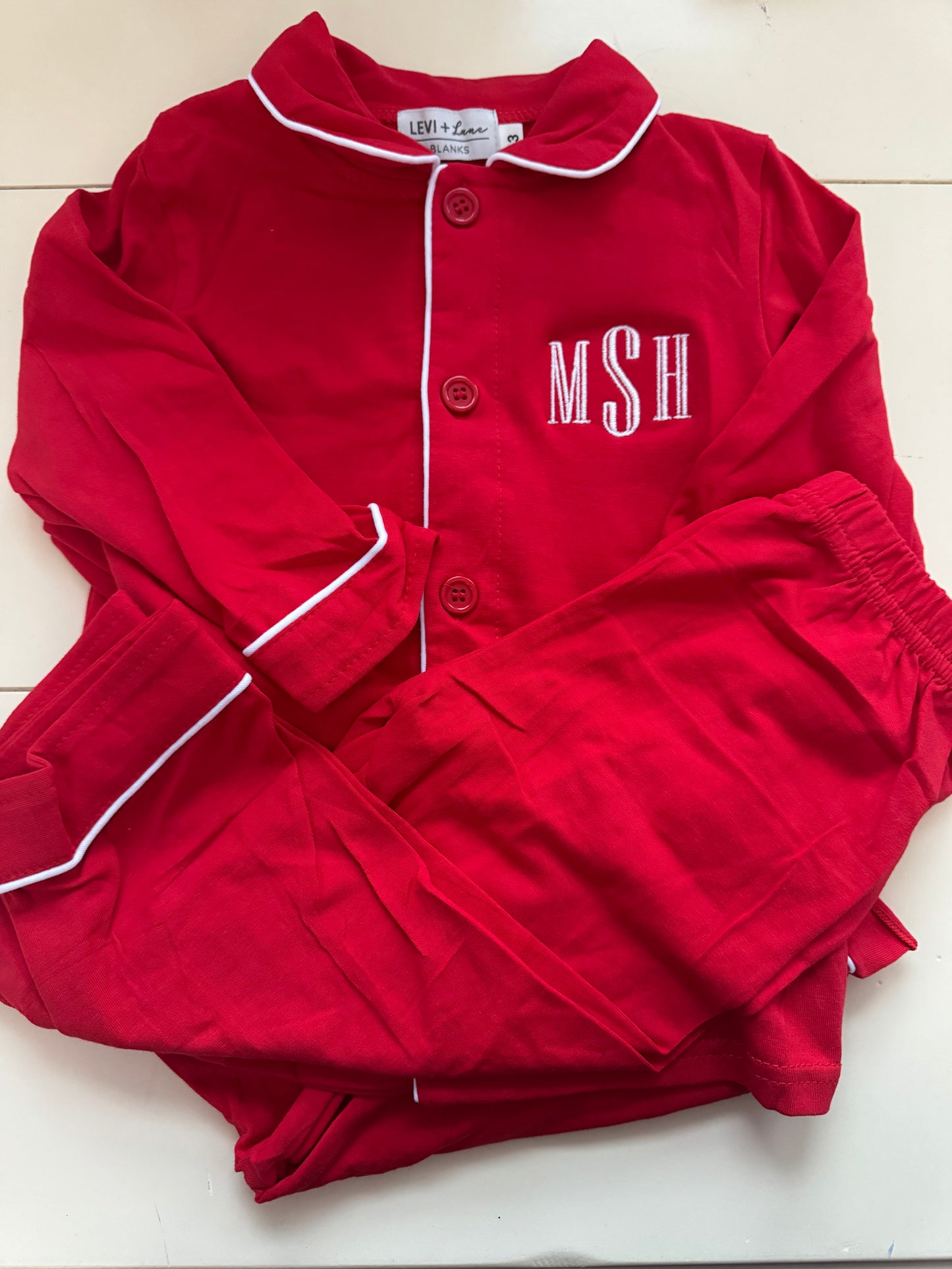 Holiday PJs Toddler RED RUFFLE SOLID