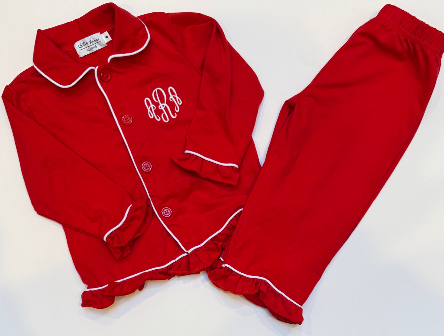 Holiday PJs Toddler RED RUFFLE SOLID