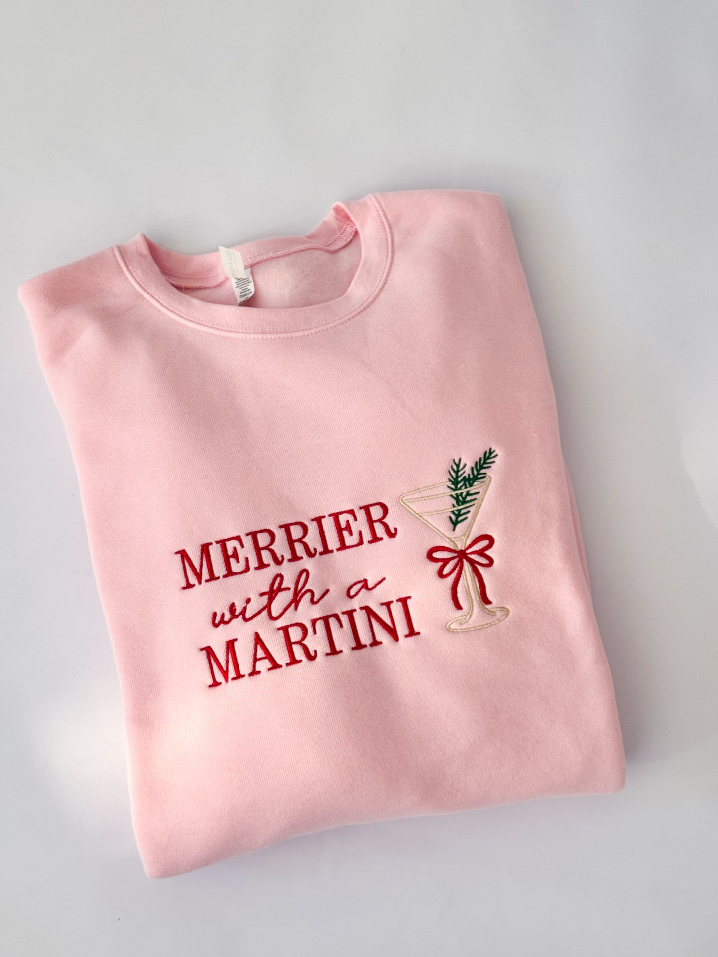 Merrier with a Martini Embroidered ADULT SWEATSHIRT