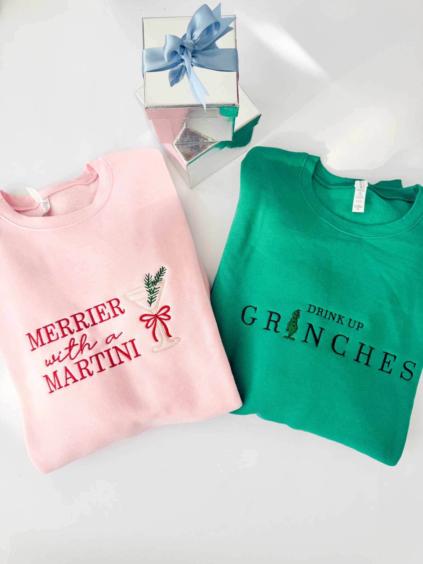 Drink up Grinches Embroidered ADULT SWEATSHIRT