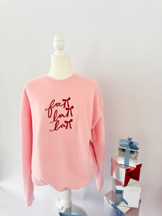 Fa La La Bows Embroidered ADULT SWEATSHIRT