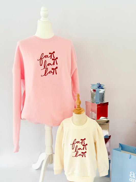 Fa La La Bows Embroidered KIDS SWEATSHIRT