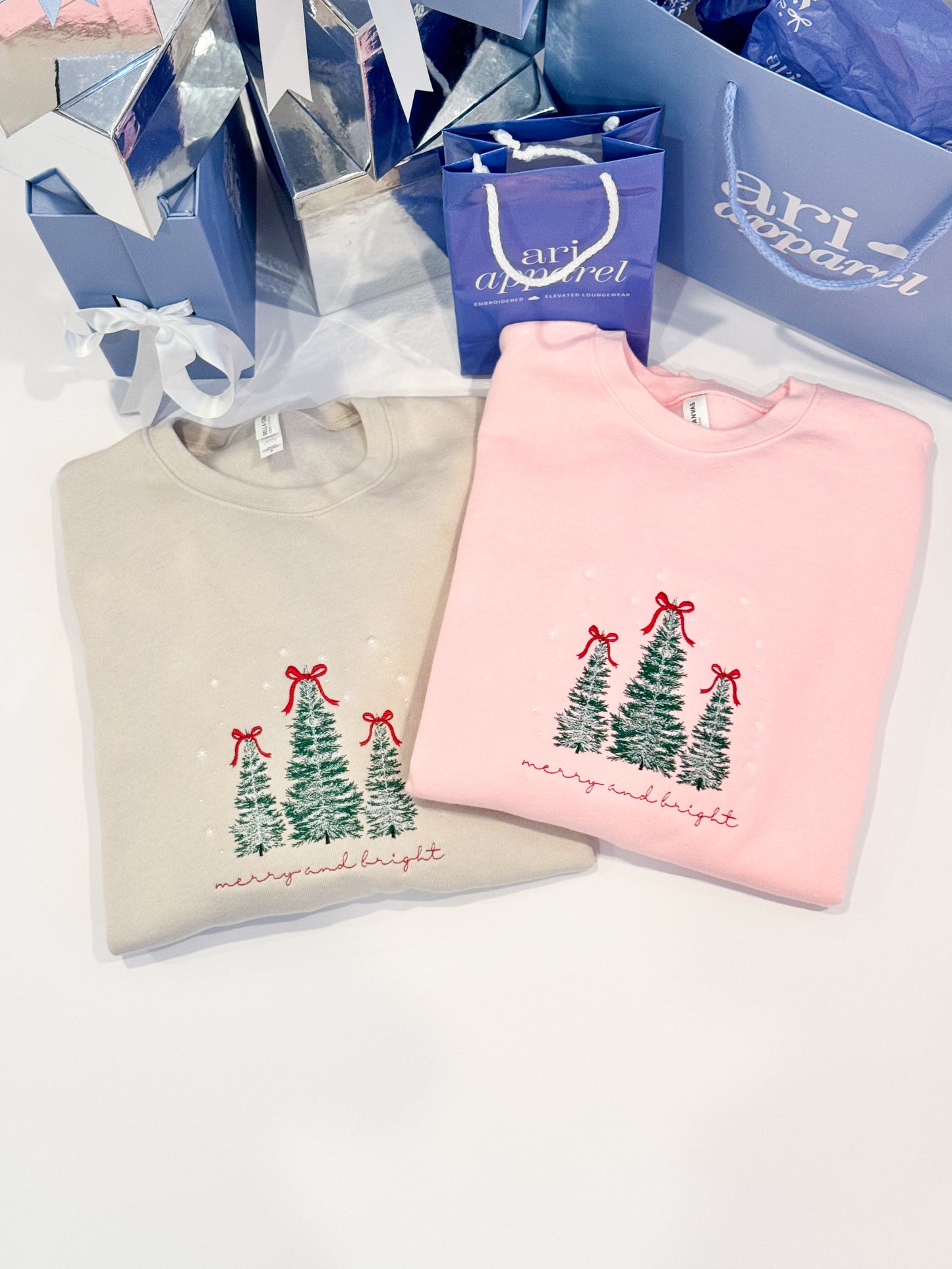 Merry & Bright Embroidered ADULT SWEATSHIRT