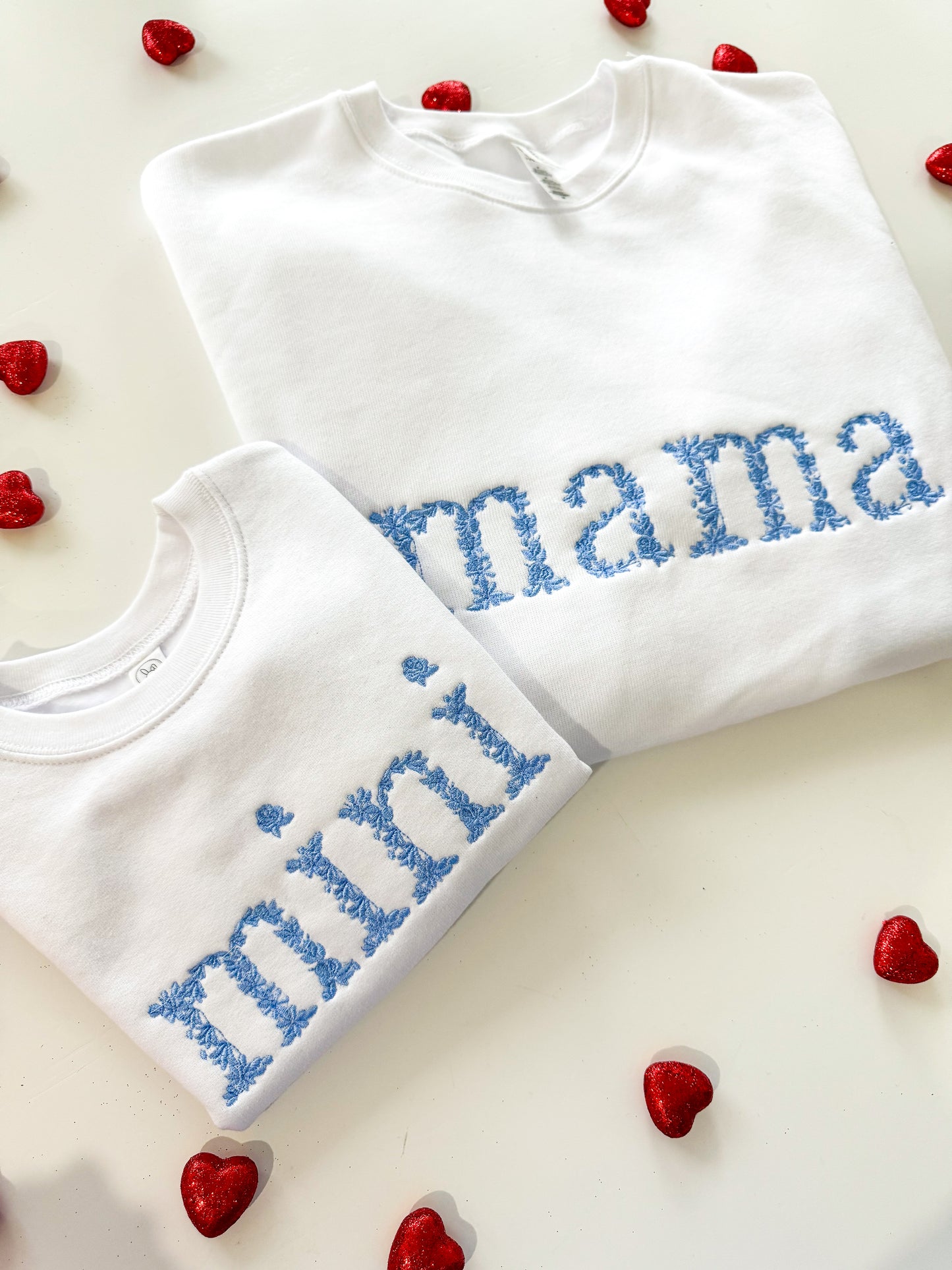 Mama & Mini (FLORAL LETTERING) Embroidered Sweatshirt
