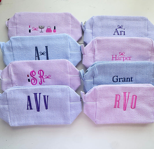 Seersucker Striped Pouches